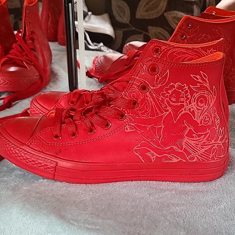 Converse Red NEW CTAS Mens Size 8 Laser Tech Tuff High Shoes Casino/Lav